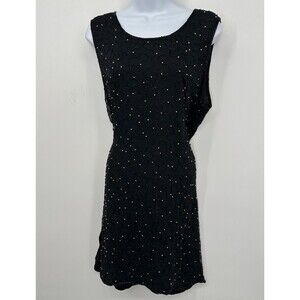 Vintage Gunit Fashions 100% Silk Sequin Beaded‎ Dress Size M